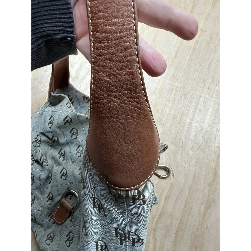 Dooney&Bourke Brown Canvas Monogram Logo Leather‎ Accent bag *flaws* Clean